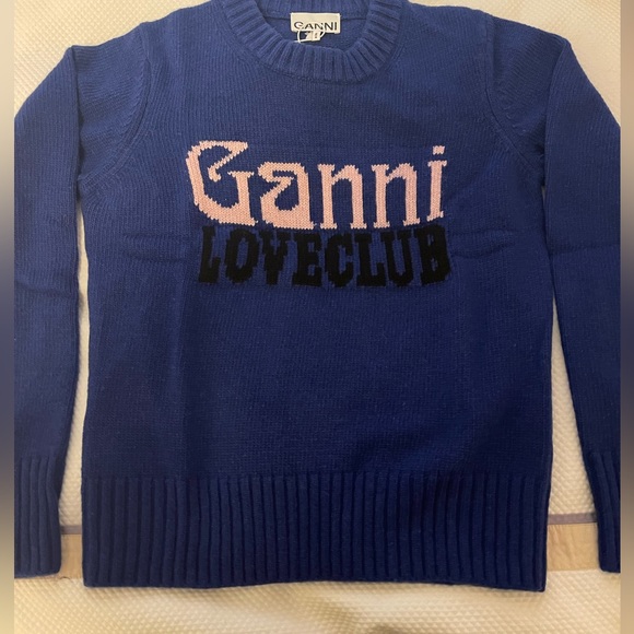 GANNI Blue Jacquard Sweater, Small - Picture 7 of 10